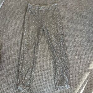 NWT LOFT Silver Sequin Pants sz 6